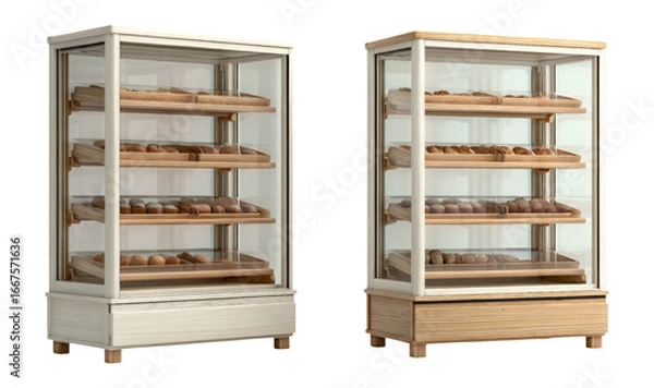 Fototapeta Display Case for Bakery Goods with Shelves and Glass Panels