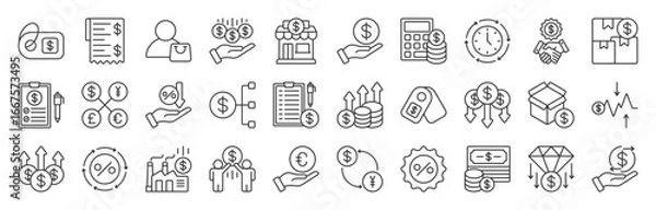 Obraz Price line editable icon set. price, cost, quotation, price tag, invoice, estimate, product, discount and more. EPS 10