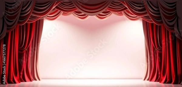 Fototapeta Intricate paper cut design of a theatrical curtain backdrop, backstage setting,  vector,  craft