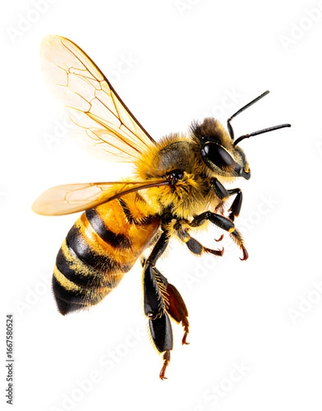 Obraz Honey bee flying isolated on transparent background