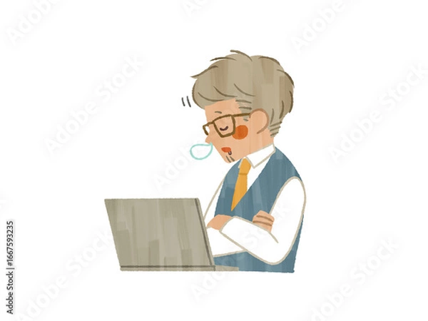 Fototapeta 居眠りをしている男性-ガッシュ