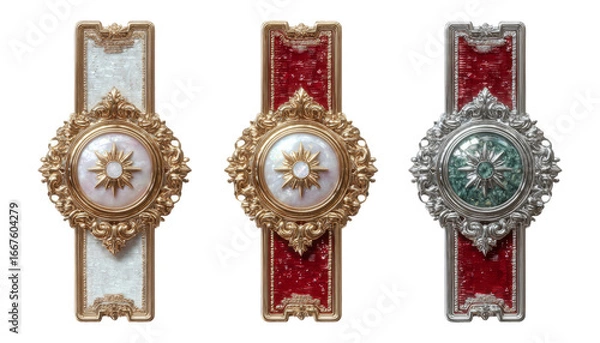 Fototapeta Decorative Ornamental Badges with Elegant Designs on Transparent Background