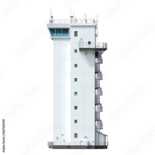 Fototapeta Modern Air Traffic Control Tower isolated on a transparent background