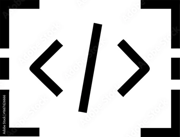 Obraz Abstract icon representing a code editor with opening and closing brackets