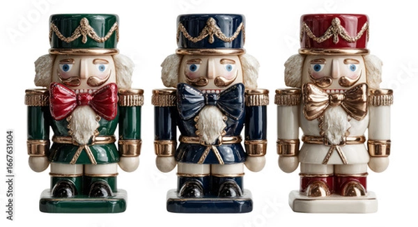 Fototapeta Colorful Nutcracker Figurines Set on Transparent Background for Clipart