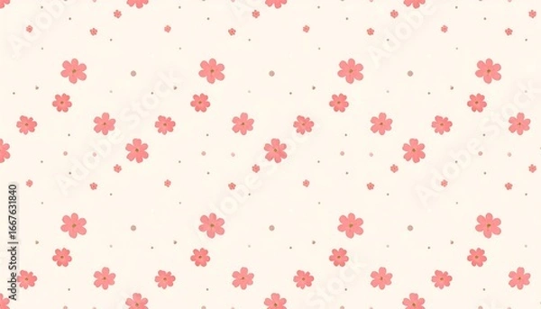Fototapeta Peach Blossom Scattered Pattern, Fabric Design