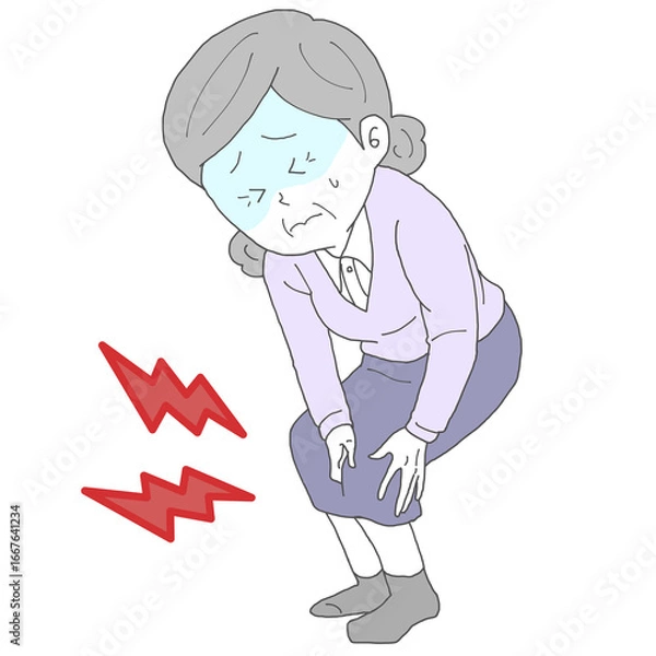 Fototapeta 膝が痛いシニア女性2　青ざめる