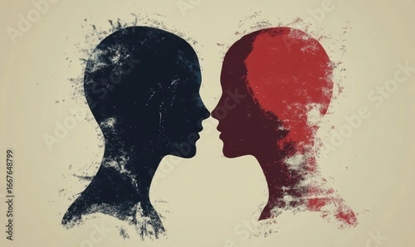 Fototapeta Visual representation of emotional struggle and mental health challenges following a personal loss The image illustrates the frustration PTSD and depression experienced after a breakup, Generative AI