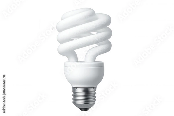 Fototapeta Energy-efficient spiral light bulb isolated on transparent background, promoting eco-friendly lighting solutions