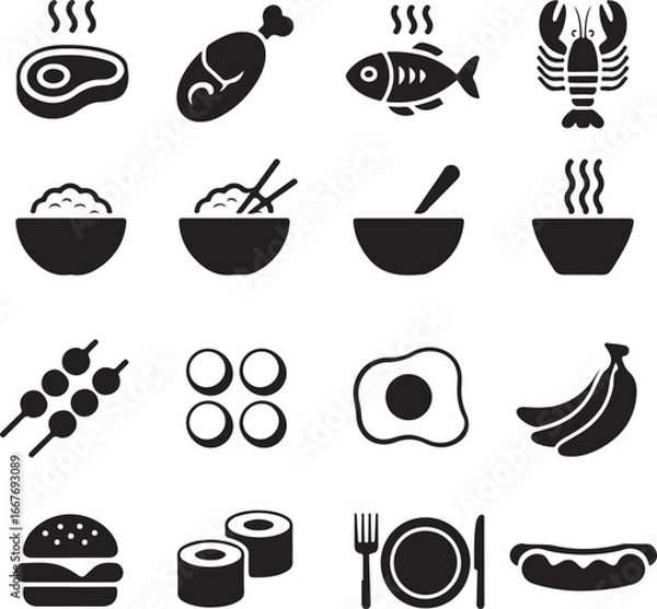 Fototapeta Food icon set, vector