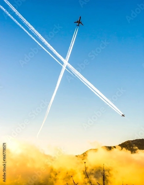 Obraz Two planes cross paths in the sky