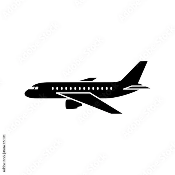 Fototapeta Airplane Silhouette Vector Graphic of a Passenger Aircraft for Transportation and Travel Concepts