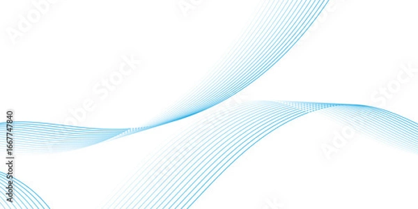 Obraz Abstract blue smooth wave on a white background. Dynamic sound wave. Design element. vector texture pattern eps10