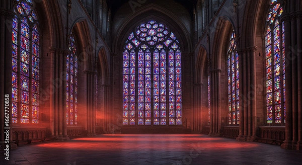 Obraz 荘厳な大聖堂のステンドグラス、幻想的な雰囲気、教会風