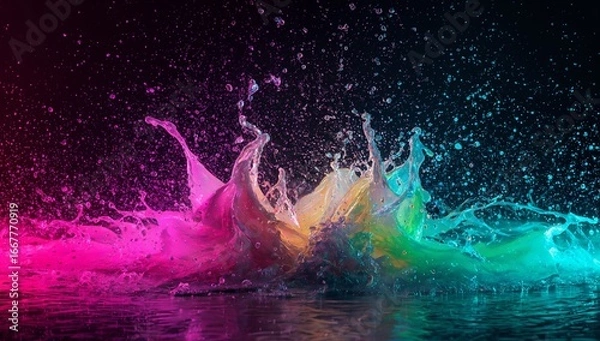 Obraz abstract neon colors colliding