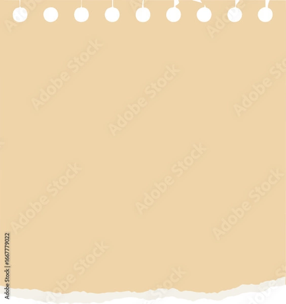 Fototapeta Torn Beige Note Paper with Perforated Top - Blank Template
