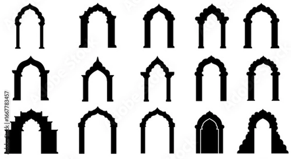 Fototapeta Intricate architectural arches showcase Indian and Middle Eastern inspired doorways with a classic aesthetic