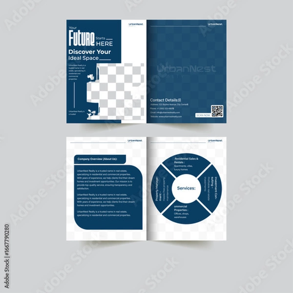 Fototapeta Bifold corporate brochure template. corporate   company brochure. Bifold comapny profile brochure template design