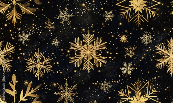 Fototapeta Christmas and New Year background with festive decorations, snowflakes, and holiday-themed elements. Ideal for greeting cards, invitations, and seasonal designs.