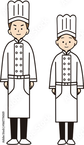Obraz コックコート姿の男女のコック