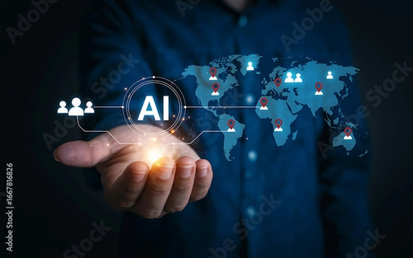 Fototapeta Artificial intelligence global network ai technology concept