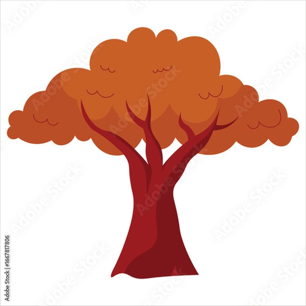 Obraz Flat Red Tree Vector Illustration