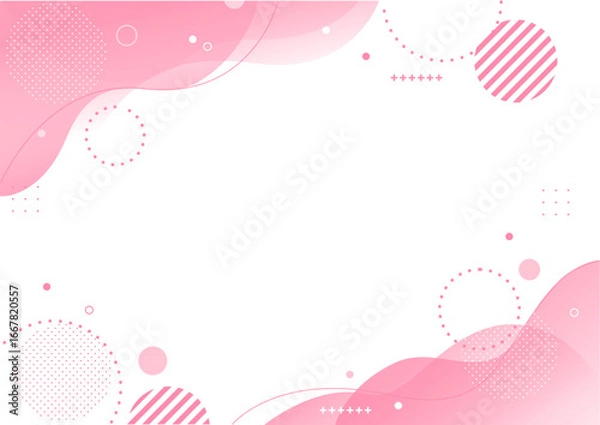 Obraz 幾何学 ウェーブ グラフィック フレーム 背景素材 ピンク