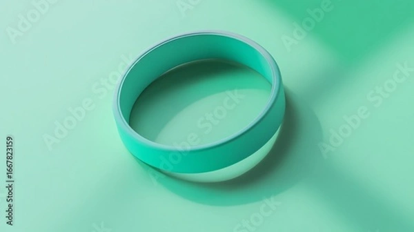 Fototapeta Minimalist composition of a green ring on a matching surface, studio shot
