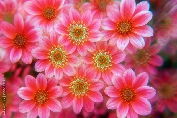 Fototapeta 花びらと幾何学模様が広がる幻想アート