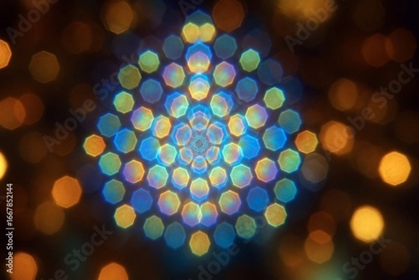 Fototapeta 光の粒が描くトリッピーな万華鏡模様