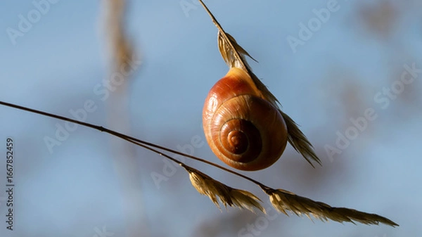 Fototapeta shell on a blade of grass