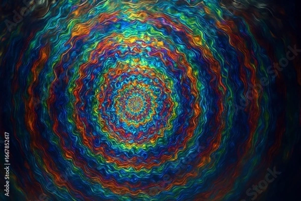 Fototapeta 渦を描くトリッピーなカラフル光模様