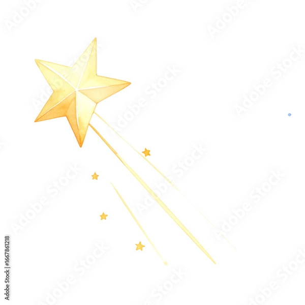 Obraz Golden stars with shiny holiday design on white background