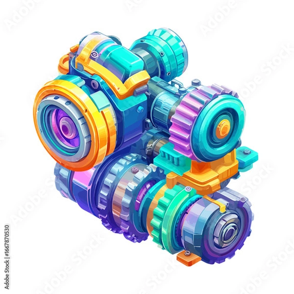 Obraz Colorful gearbox isolated 