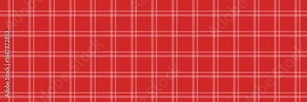 Obraz Midcentury modern seamless red plaid tartan pattern with white stripes for fabric and retro textile design