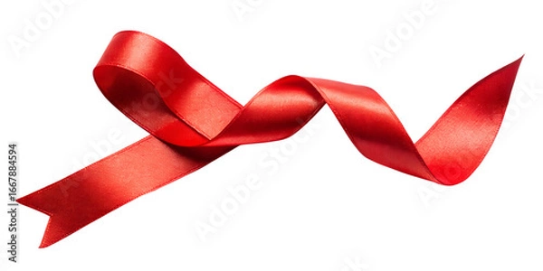 Fototapeta Elegant Red Ribbon Swirl Isolated on Transparent Background red ribbon