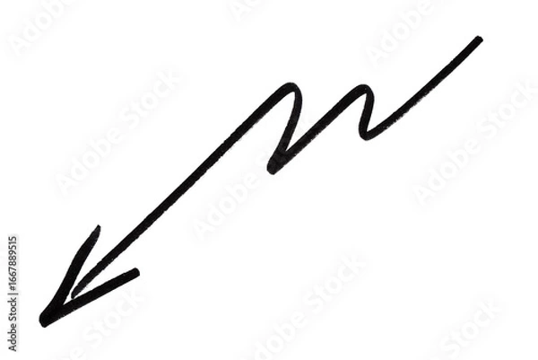 Obraz Black curved arrow icon, hand drawn line, use in infographics, business and industry, transparent background.