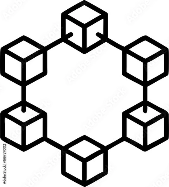 Fototapeta blockchain vector icon on white or transparent background. B2B icon set. Business to business or supply chain icons items Stroke icon collections. Editable Stroke icon collection