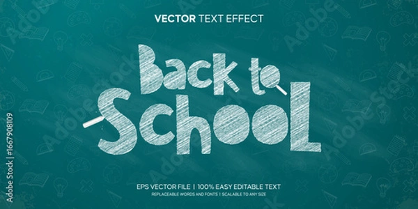 Obraz back to school chalk text on blueboard editable text effect premium vector