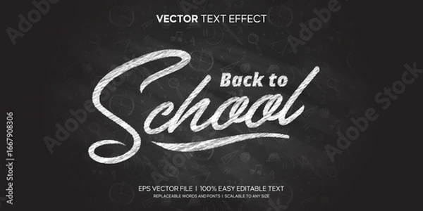 Obraz Back to School Lettering Editable Text Effect On Black Board Background Premium Vector