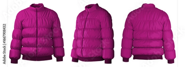 Fototapeta Realistic 3D rendering of a stylish pink puffer jacket