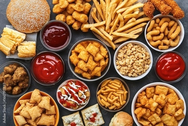 Obraz Assorted unhealthy processed foods