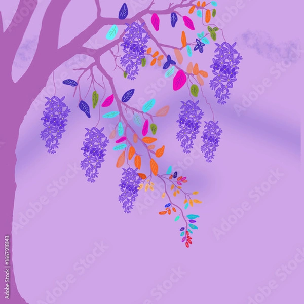 Fototapeta Whimsical Wisteria Dreams abstract floral background