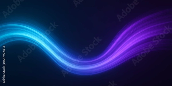 Fototapeta Futuristic glowing blue wave lines create a flowing energy pattern for a modern backdrop design