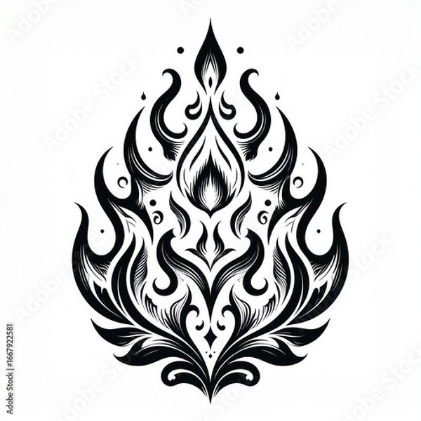 Fototapeta Elegant and Intricate Black and White Fire-Shaped Design: Perfect for a Decorative Touch