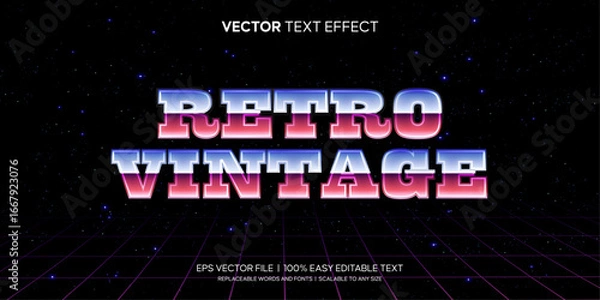 Obraz Tech retro 80s editable text effect