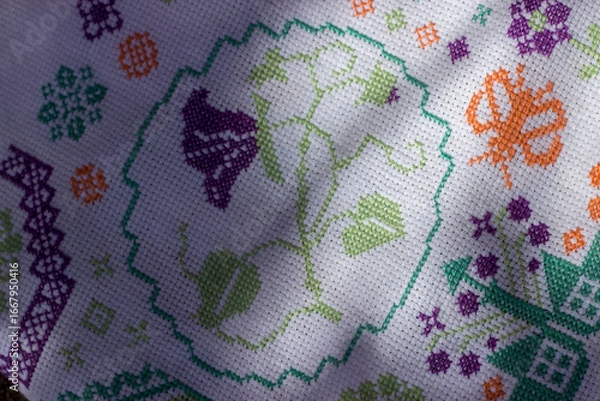 Obraz cross stitch on canvas