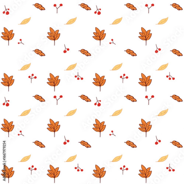 Fototapeta seamless pattern with autumn leaves transparent background