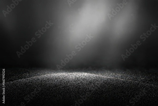 Obraz Dark Background With Silver Glitter And Spotlight
