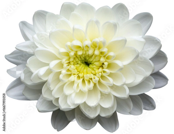 Obraz  Top-Down View of White Chrysanthemum Bloom Only, Close-Up, Isolated